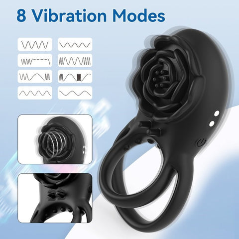 Rose 8 Functions Vibrating Penis Ring by BDStyle - Vibrating Cock Rings