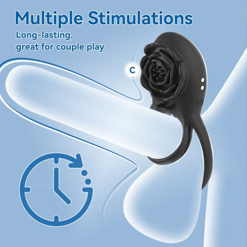 Rose 8 Functions Vibrating Penis Ring by BDStyle - Vibrating Cock Rings