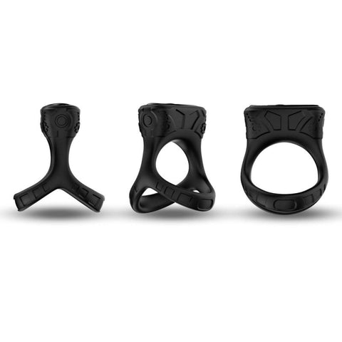 9 Functions Double Cock Ring with Clitoral Stimulator - Vibrating Cock Rings