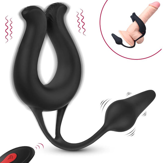 S-Hande Nicole Vibrating Cock Ring With Anal Plug