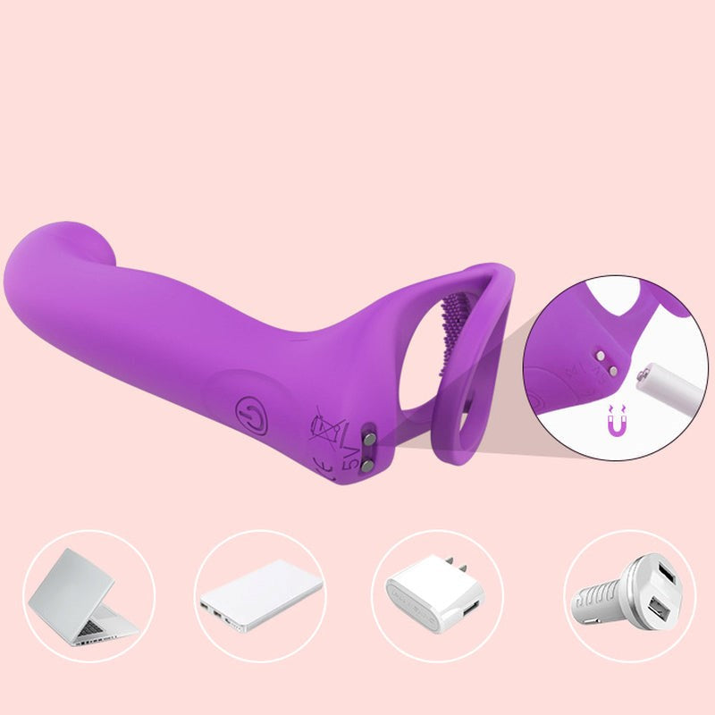 S-Hande Lorna Vibrating Cock Ring With Butt Plug Purple - Vibrating Cock Rings