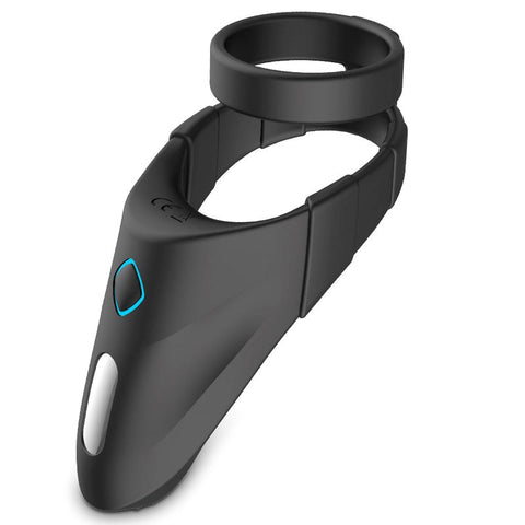 10 Functions Vibrating Dual Penis Ring with Taint Teaser - Vibrating Cock Rings