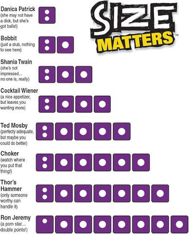 Size Matters Adult Party Dice by XR Brands - Sex Games, Coupons and Tricks
