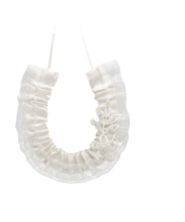 Me Collections Horse Shoe Satin With Lace Flower Ivory