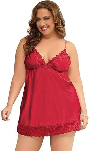 Enchanting Womend Babydoll And Thong 3x/4x Red - BabyDolls And Chemises