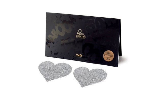 Bijoux Indiscrets SI Flash Bolt Heart Shape Pasties Silver - Breast and Nipple Toys