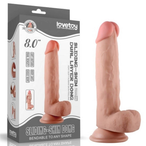 9" Sliding Skin Dual Layer Dong by Lovetoy - Realistic Dildos