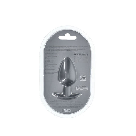 OUCH! 8.9 cm Large Metallic and Soft Silicone Anal Plug - Butt Plugs