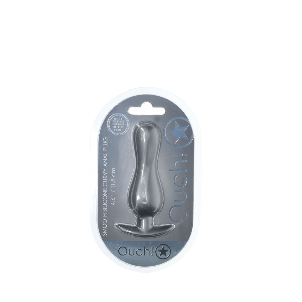 Shots OUCH! Curvy 11.7 cm Metallic Silicone Anal Plug - Butt Plugs