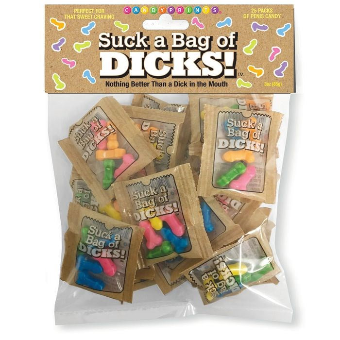 Little Genie Suck a Bag Of Dicks Bulk Bag Of 25 Party Packs Pecker Lollies - Party Gifts and Novelties