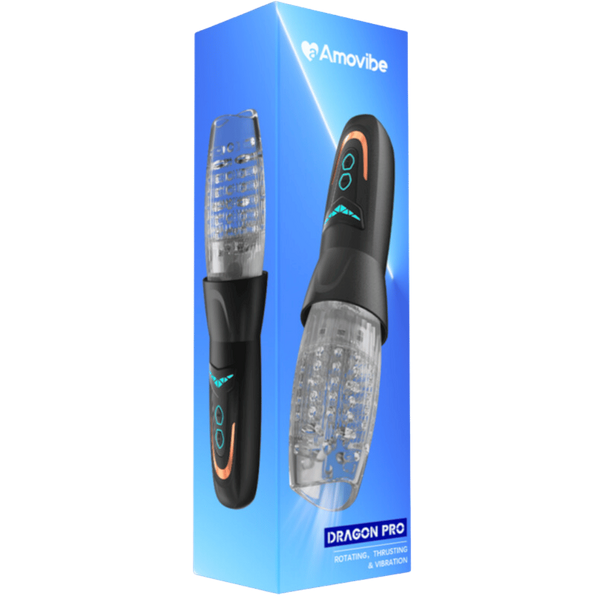 Amovibe Dragon Pro Rechargeable Rotating Male Masturbator Black - Masturbators and Strokers