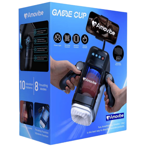 Amovibe Game Cup Thrusting & Rechargeable Male Masturbator Black - Masturbators and Strokers