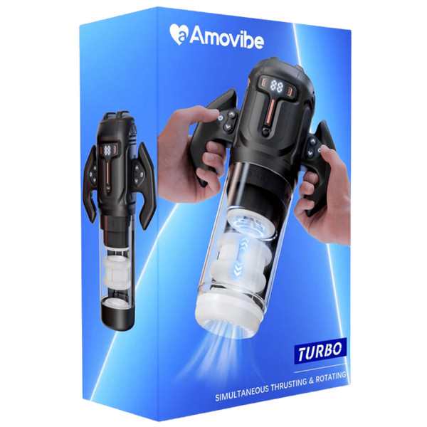 Amovibe Turbo Thrusting and Rotating Male Masturbator Black - Masturbators and Strokers
