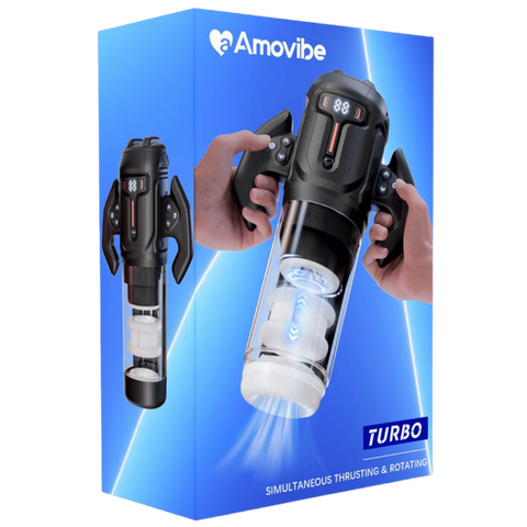 Dragon Pro Rotating Male Masturbator (Black) by Amovibe - Masturbators and Strokers