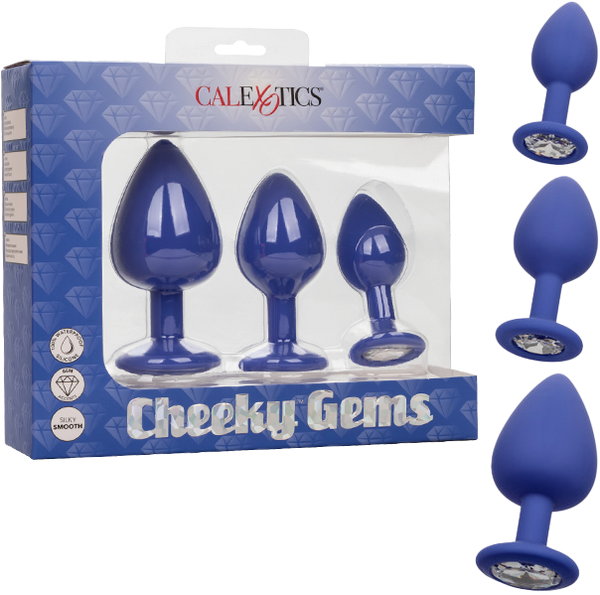 California Exotics Cheeky Gems Anal Plug Set Purple - Butt Plugs