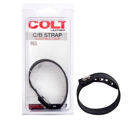 Leather C B Strap Adjustable 3-Snap by California Exotics - Cock Rings