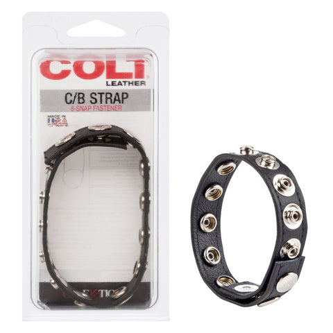 Leather C B Strap 8-Snap Fastener by California Exotics - Cock Rings