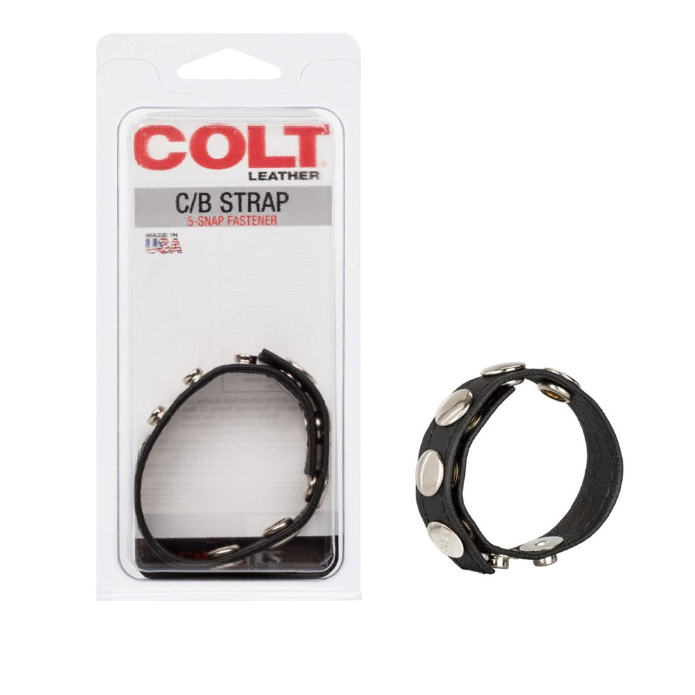 Colt Adjustable 5 Snap Fastener Leather C/B Strap Cock Ring - Cock Rings