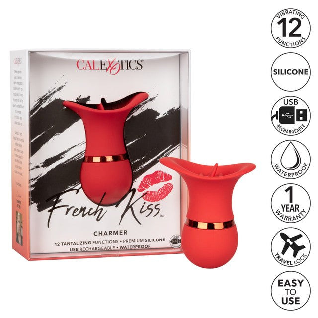 French Kiss Charmer 12 Function Clitoral Vibrator Red - Clit Ticklers and Pulsators