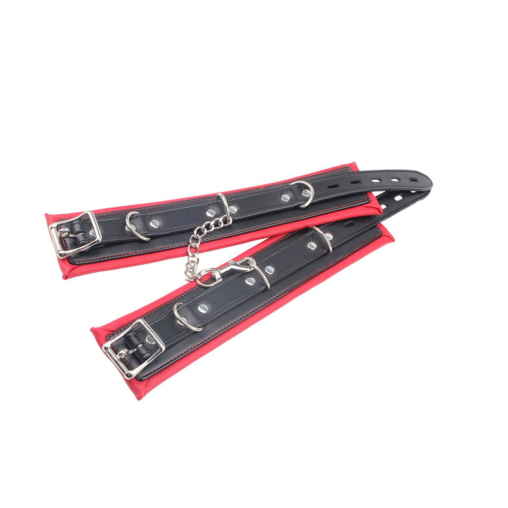 Behave Super Soft BDSM Play Hand Cuffs Red / Black - Cuffs And Restraints
