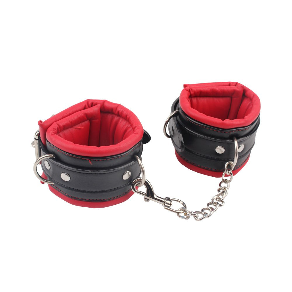 Behave Super Soft BDSM Play Hand Cuffs Red / Black - Cuffs And Restraints