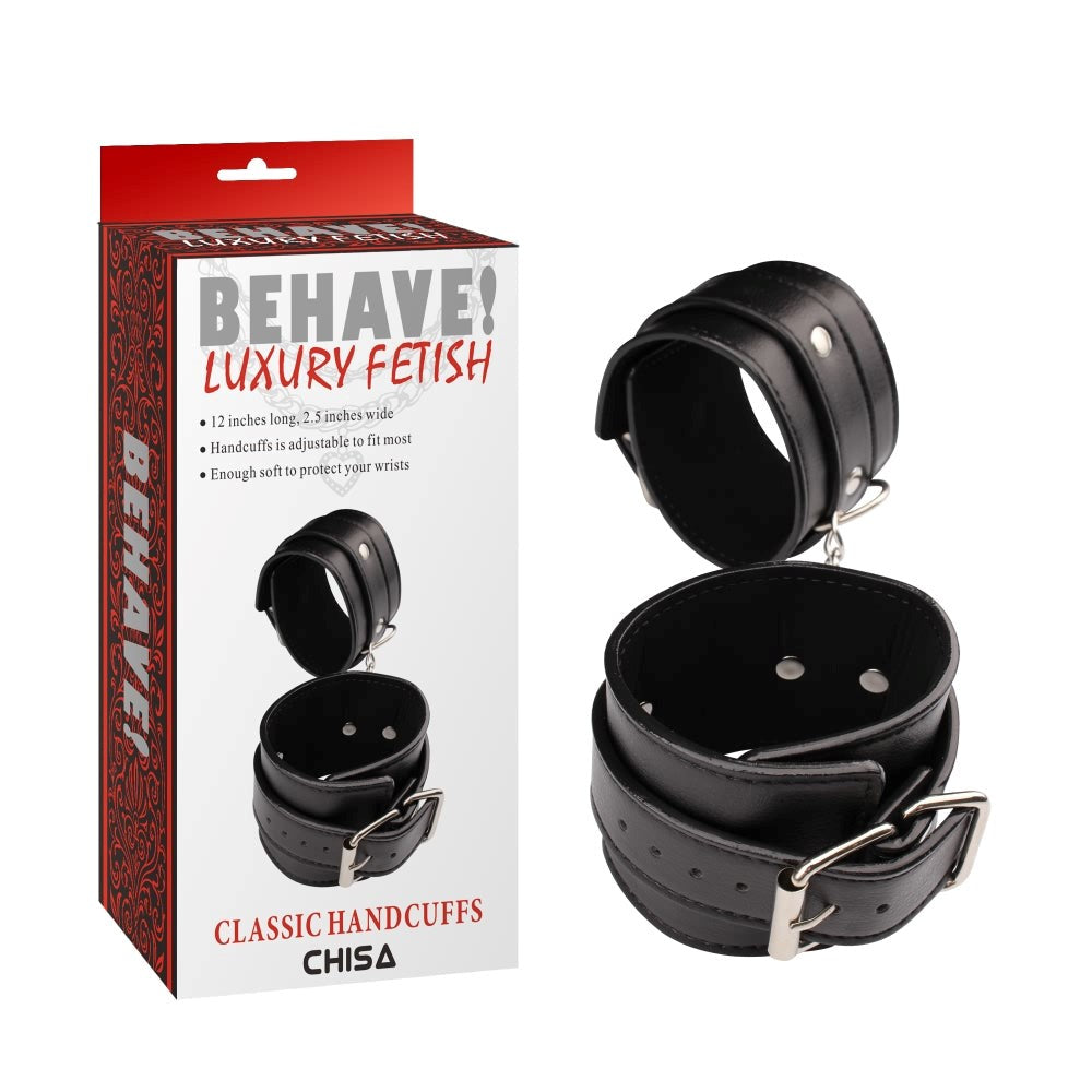 Behave Adjustable Classic Hand Cuffs Black - Cuffs And Restraints