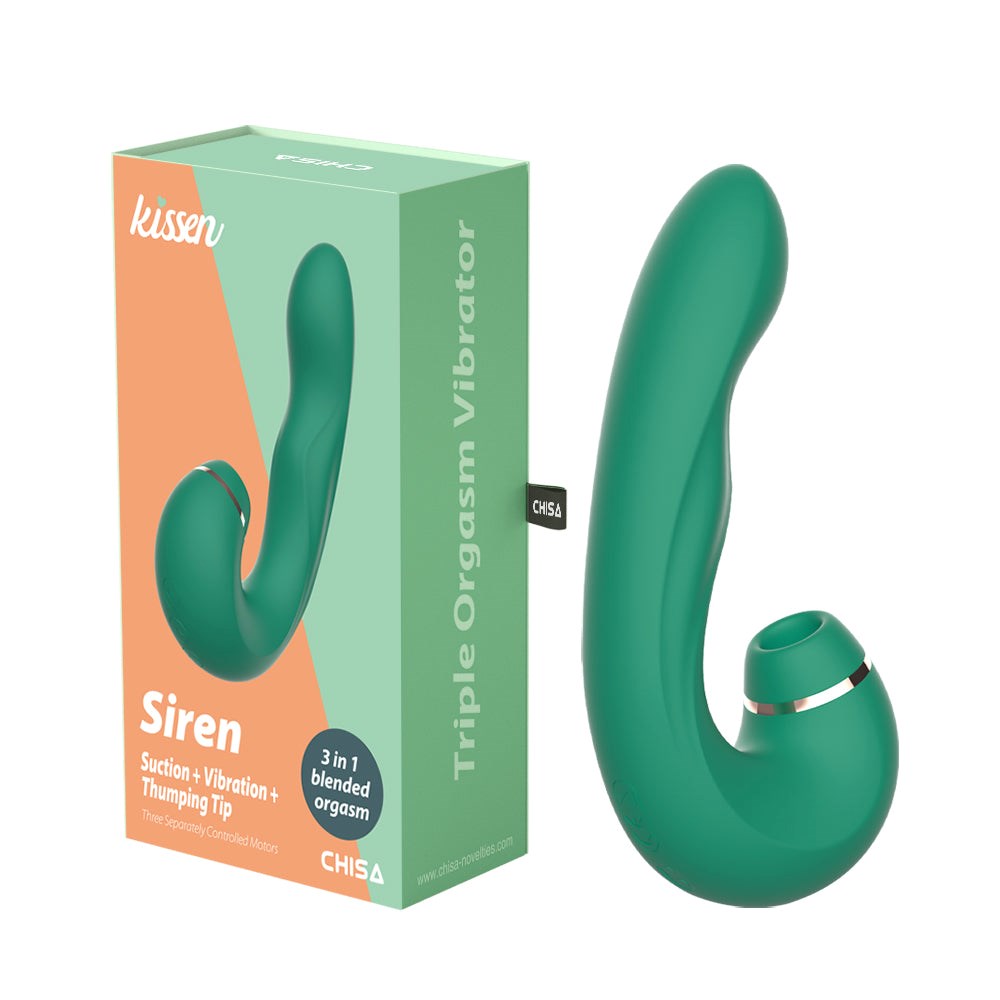 Kissen Siren Clitoral Suction Adult Massager Teal - Clit Ticklers and Pulsators