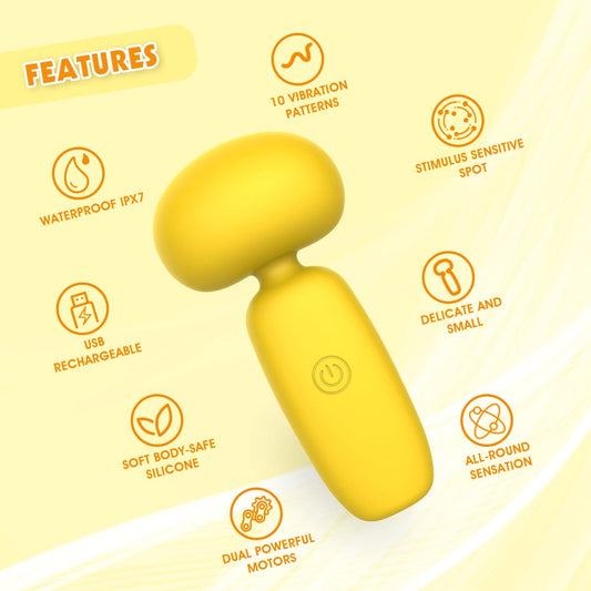 Lust Ripple Buster 10 Function Vibrating Body Wand Massager Yellow