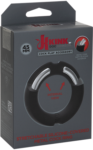 Kink Silicone Covered Metal Cock Ring 45mm by Doc Johnson - Steel Cock Rings