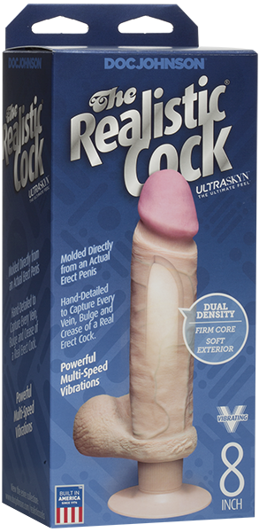 Doc Johnson ULTRASKYN Multi Function Vibrating Dong 8 Inch - Vibrating Dildos