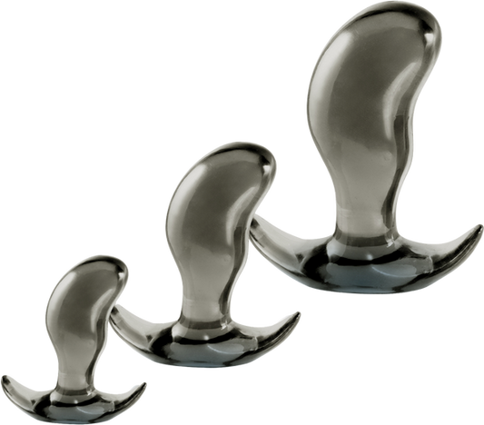 Black Axinite 3 In 1 Flexible Anal Plug Kit - Butt Plugs
