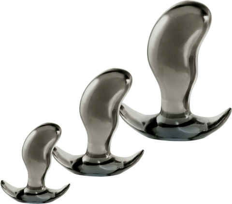 Black Axinite 3 In 1 Flexible Anal Plug Kit - Butt Plugs
