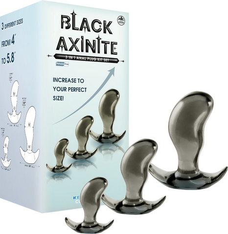 Black Axinite 3 In 1 Flexible Anal Plug Kit - Butt Plugs