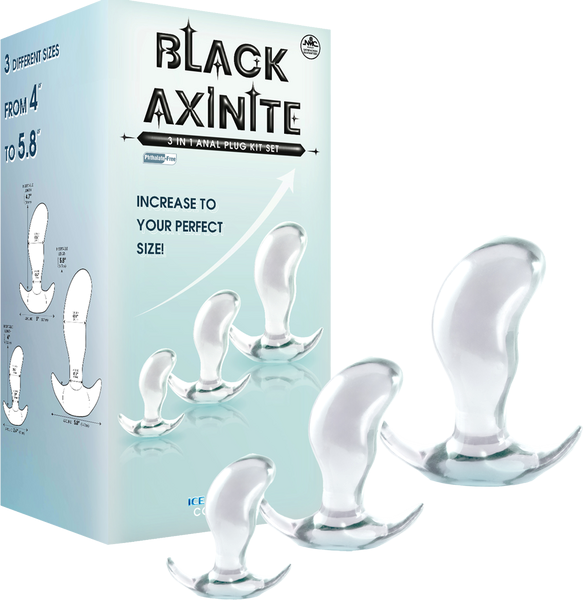 Black Axinite 3 In 1 Flexible and Hygienic Anal Plug Kit Set - Butt Plugs