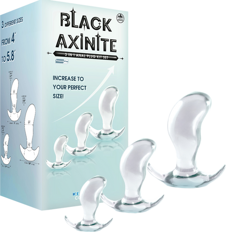 Black Axinite 3 In 1 Flexible Anal Plug Kit - Butt Plugs
