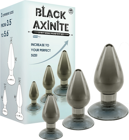 Black Axinite 3-in-1 Anal Plug Kit by NANMA Corporation - Butt Plugs