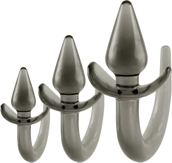 Black Axinite 3 In 1 Unique Design Anal Plug Kit with Tail - Butt Plugs