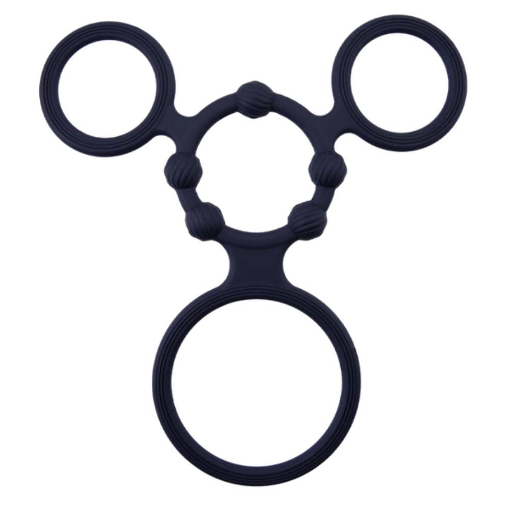 Enduring Silicone Triple Ring With Ball Stretcher - Ball Stretchers and Crushers