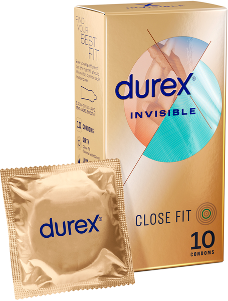 Durex Invisible Close Fit Thin Condoms 10 Piece - Condoms