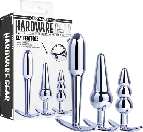 Hardware Gear 3 In 1 Metal Butt Plug Kit - Butt Plugs