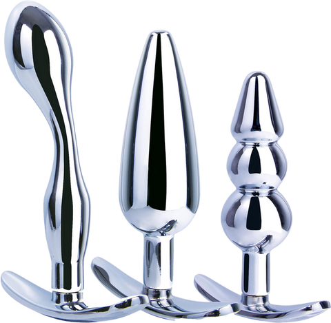 Hardware Gear 3 in 1 High Glossy Metal Butt Plug Kit - Butt Plugs