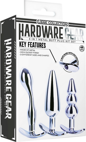 Hardware Gear 3 in 1 High Glossy Metal Butt Plug Kit - Butt Plugs