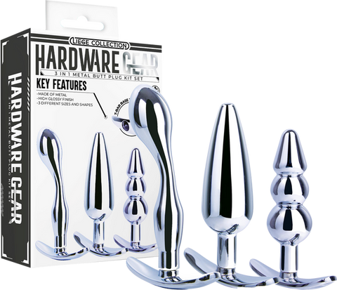 Hardware Gear 3 in 1 High Glossy Metal Butt Plug Kit - Butt Plugs