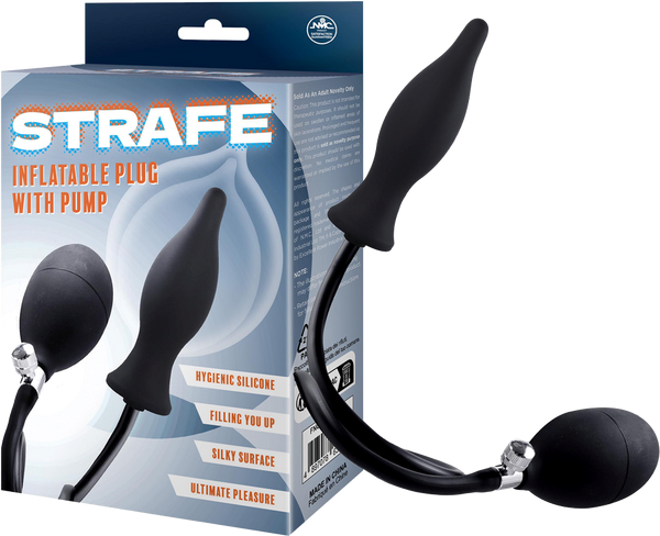 Strafe Inflatable Teardrop Silicone Butt Plug With Pumps Black - Butt Plugs
