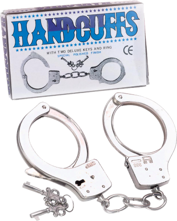 Excellent Power Metal Handcuffs With Two Deluxe Keys & Ring - Cuffs And Restraints