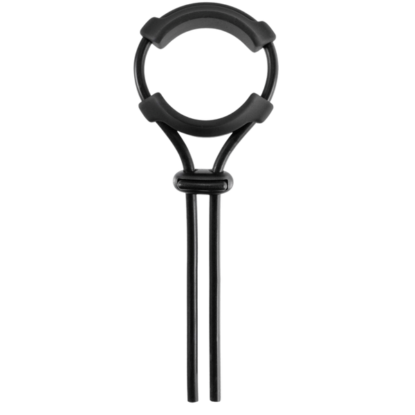 Jet Horny Adjustable Silicone Mens Cock Ornament Black - Stretchy Cock Rings