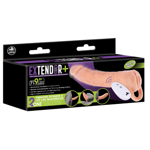 Power Remote Control Vibrating Penis Extendor 9 Inch - Penis Sleeves and Extenders