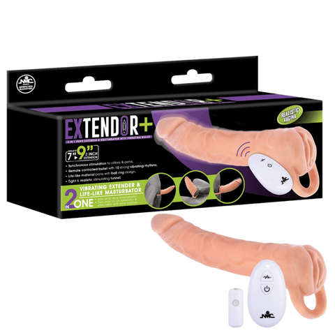 Power Remote Control Vibrating Penis Extendor 9 Inch - Penis Sleeves and Extenders
