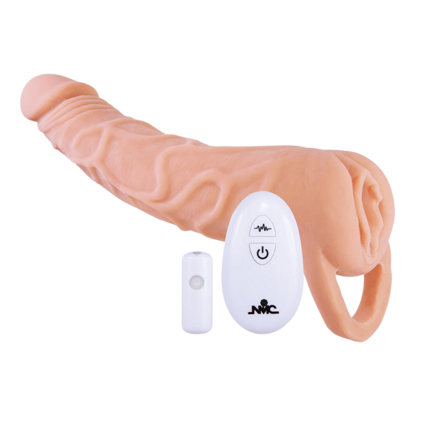 Excellent Power Remote Control 10 Function Penis Extendor 9 Inch Flesh - Penis Sleeves and Extenders