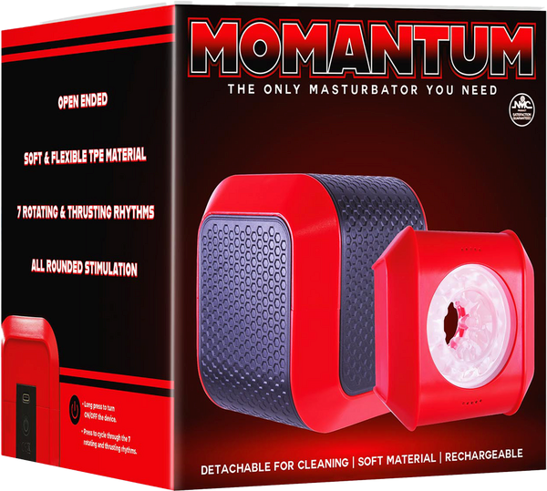 Momantum The Cube Rechargeable Automatic Male Masturbator Red / Black - Masturbators and Strokers